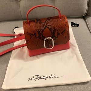 Alix Mini Top Handle Satchel. Red Leather Cross Body Purse with Removable Strap